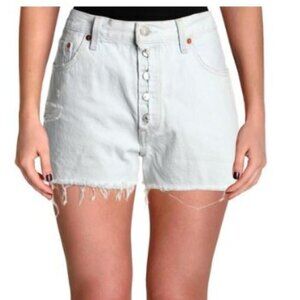 Levi's 501 Women's 26 Button-Fly Denim Jean Shorts Cutoff Light Wash White Sz 2